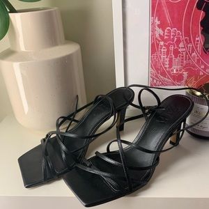 NWT Zara strappy square toe leather sandal